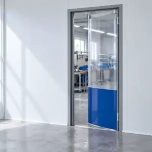 Маятниковая распашная одностворчатая эластичная дверь из ПВХ 240*110